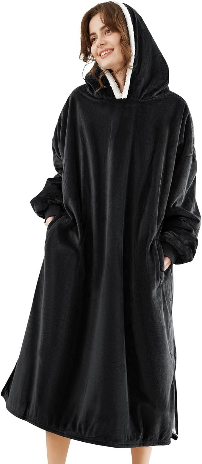 LetsFunny Blanket Hoodie,Oversized Wearable Sherpa Fleece Blanket Sweatshirt,Super Soft Warm Cozy... | Amazon (US)
