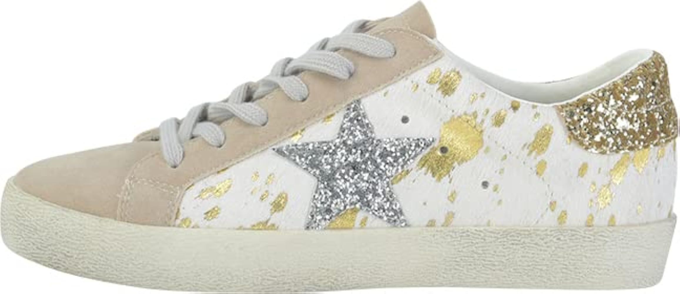 Mi.iM Skylar Rubber Sole Lace-up Glitter Suede Leather Star Sneakers | Amazon (US)