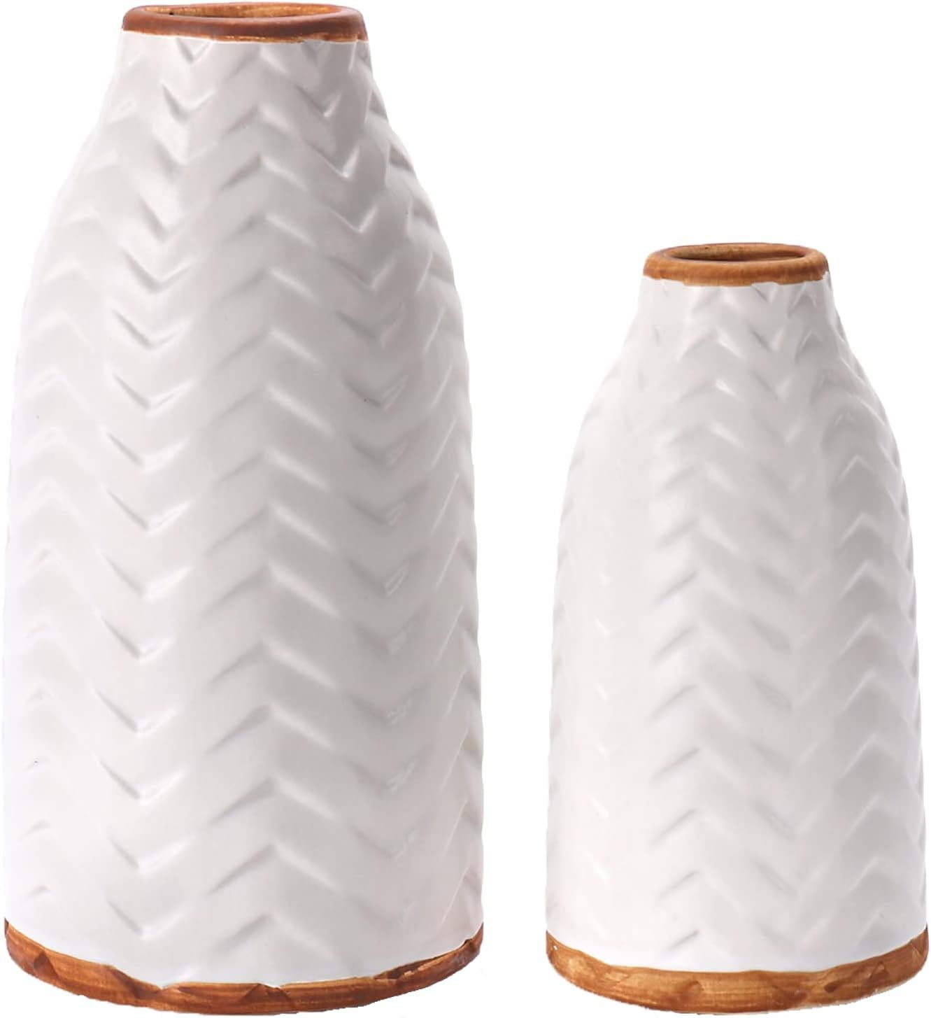 LiteViso Ceramic White Vases, Modern Rustic Vases, Farmhouse Decorative Flower Vases, White Woven... | Amazon (US)