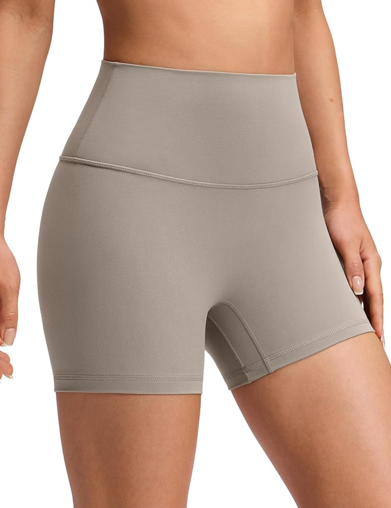 CRZ YOGA Butterluxe No Front Seam Biker Shorts 4" - High Waisted Lounge Pilates Workout Athletic ... | Amazon (US)