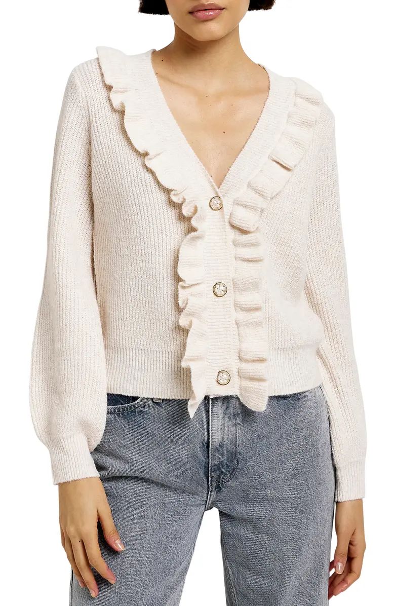 River Island Ruffle Trim Cardigan | Nordstrom | Nordstrom