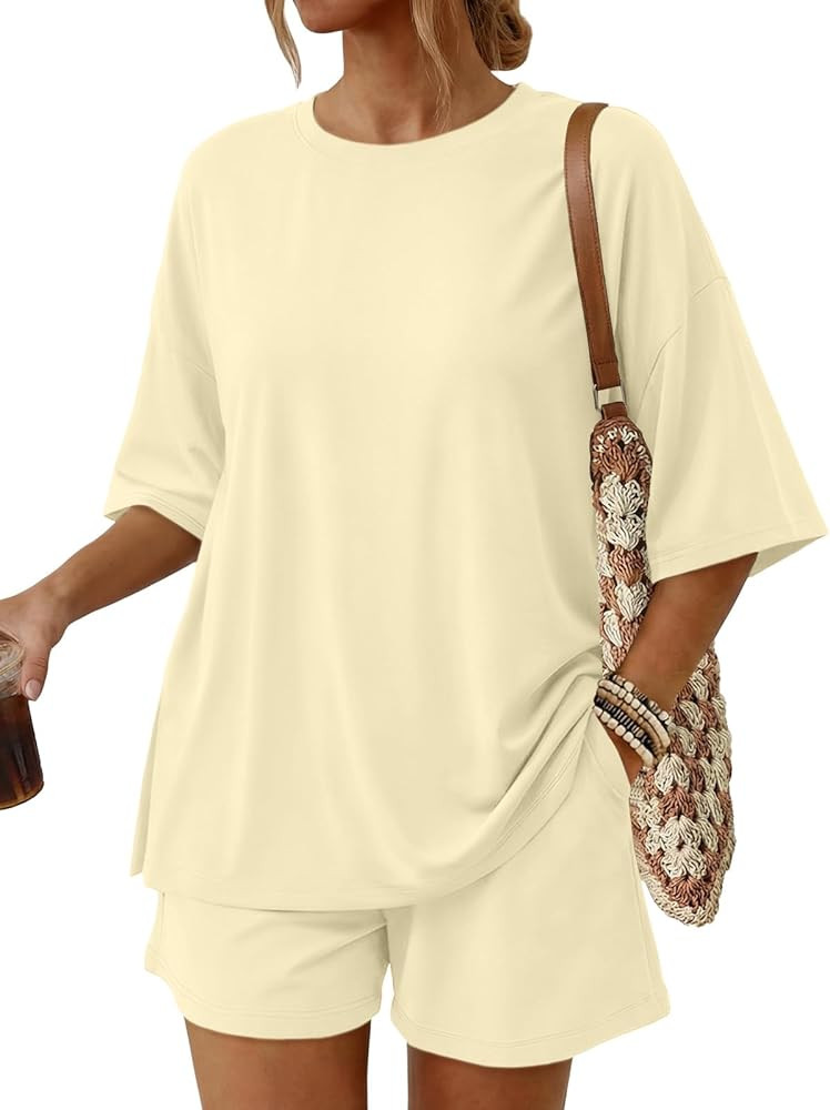 Trendy Queen 2 Piece Summer Set Oversized Top & Loose Fit Shorts with Pockets | Amazon (US)