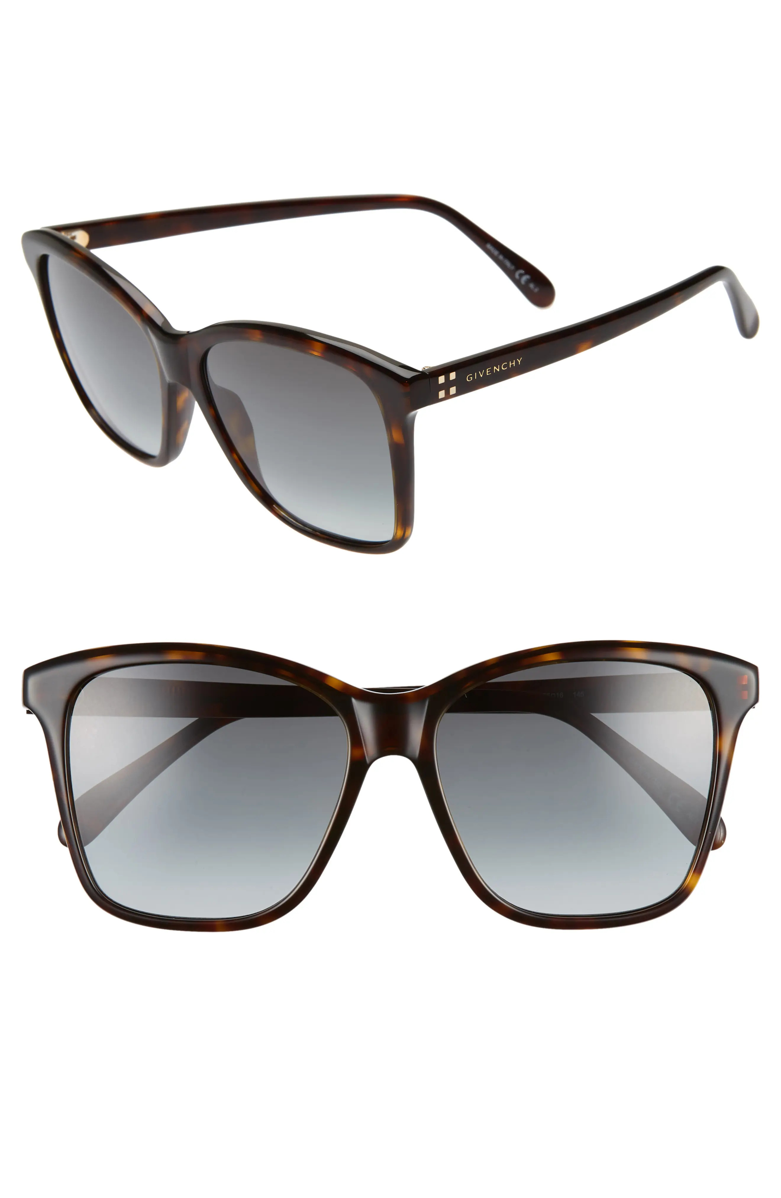 Women's Givenchy 55Mm Gradient Square Sunglasses - Dark Havana | Nordstrom