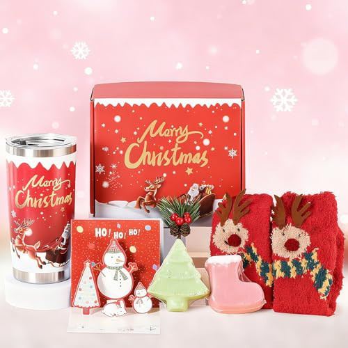 Usmilegift 8pcs Christmas Gifts for Women-Mom Her Best Friend Girlfriend Wife Sister Girls Coworker Teacher,Christmas Stocking,Christmas Gift Box for Women, Xmas Tumbler Presents Set | Amazon (US)