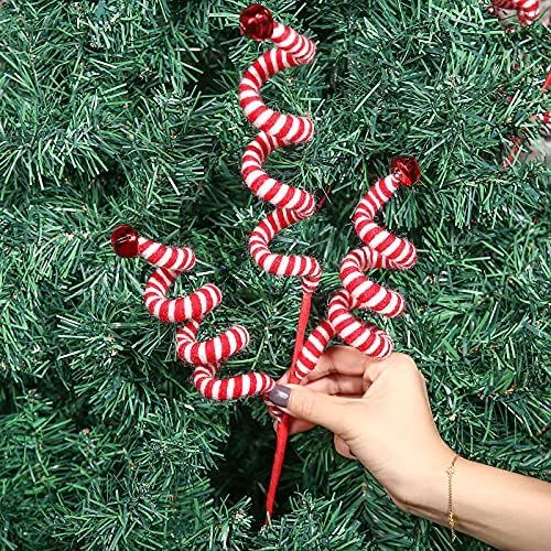 ZHANYIGY Juego de 4 piezas rojo/blanco árbol de Navidad decoración de lana campanas rizadas Pick, ad | Amazon (US)