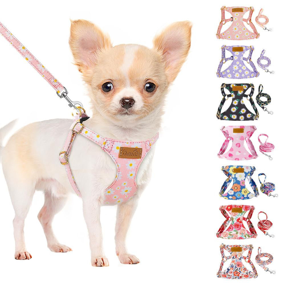 SlowTon No Pull Dog Harness with Leash - Soft Lightweight Floral Pattern Puppy Harness, Adjustabl... | Amazon (US)