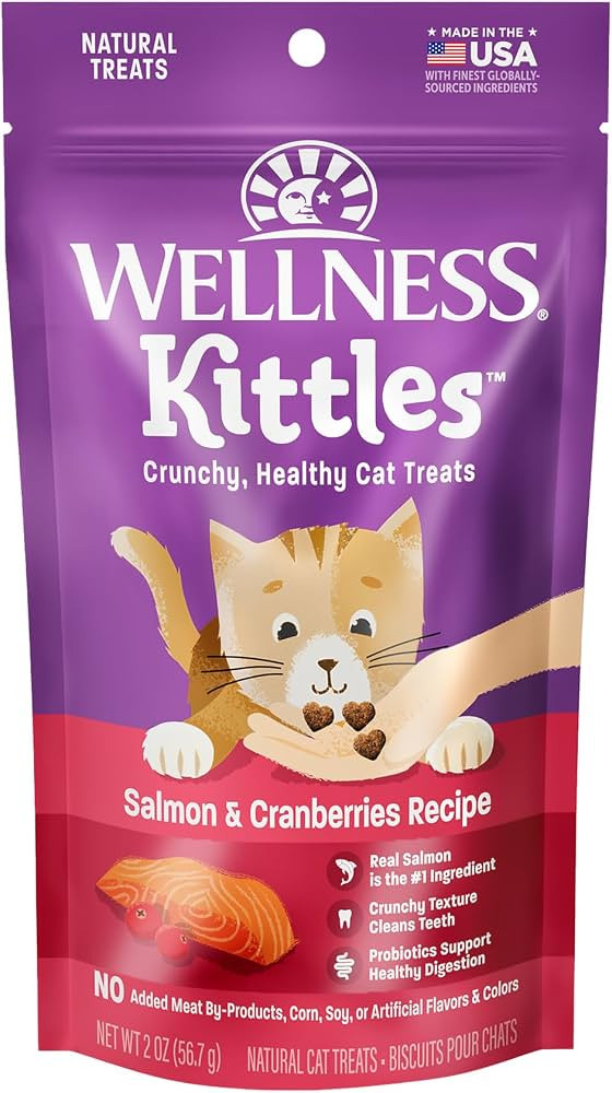 Wellness Kittles Crunchy Natural Grain Free Cat Treats, Salmon & Cranberries Recipe, All Life Sta... | Amazon (US)
