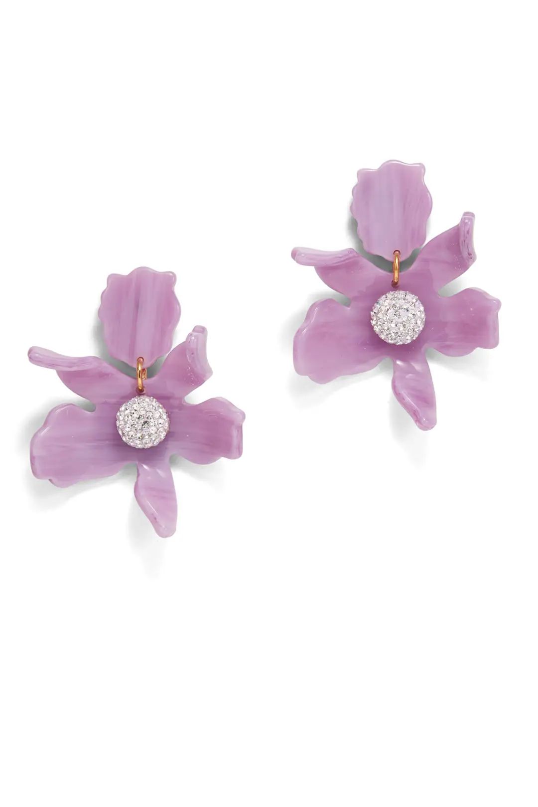 Lilac Crystal Lily Earrings | Rent The Runway