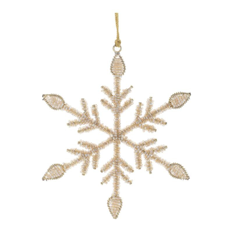 Beaded Metal Snowflake Ornament (Set of 12) - N/A | Overstock