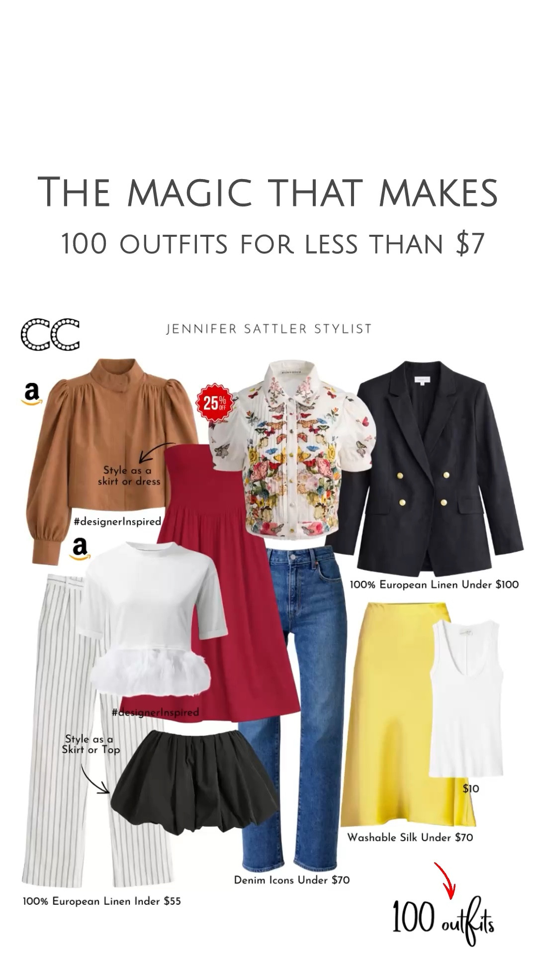 Pick any of the pieces from my CAPSULE WARDROBE OUTFIT MULTIPLIER LIST and make more outfits.

The designer inspired capsules includes quality name brands and Amazon fashion finds. 

Use promo code Closet_15 to save on this beautiful print blouse ➡️ cardigan @Alice + Olivia 