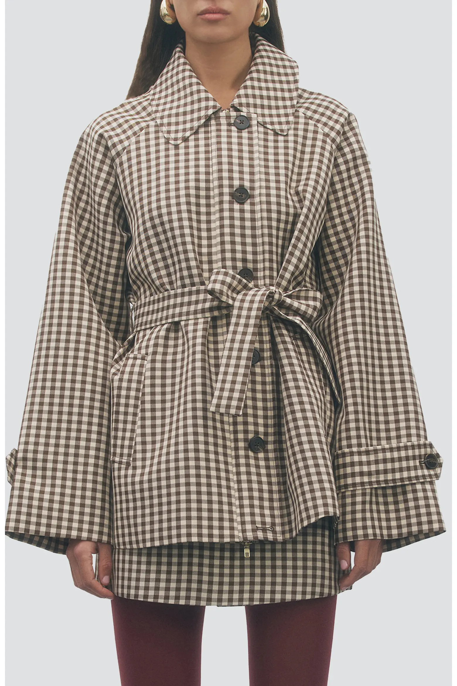 MAUDE CLUB Clarke Gingham Trench Jacket (Women) | Nordstrom | Nordstrom