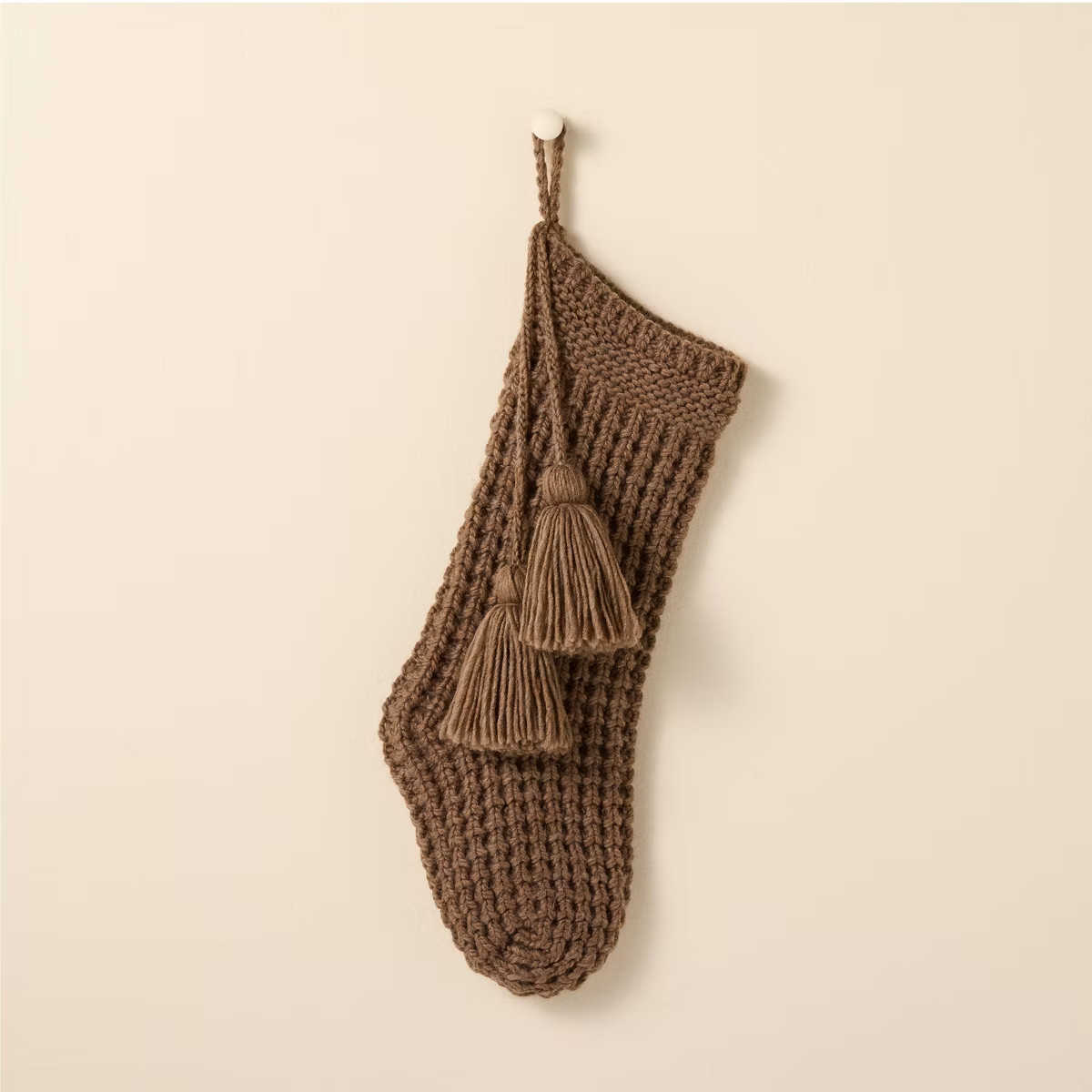 20" Waffle Knit Stocking Brown - Hearth & Hand™ with Magnolia | Target