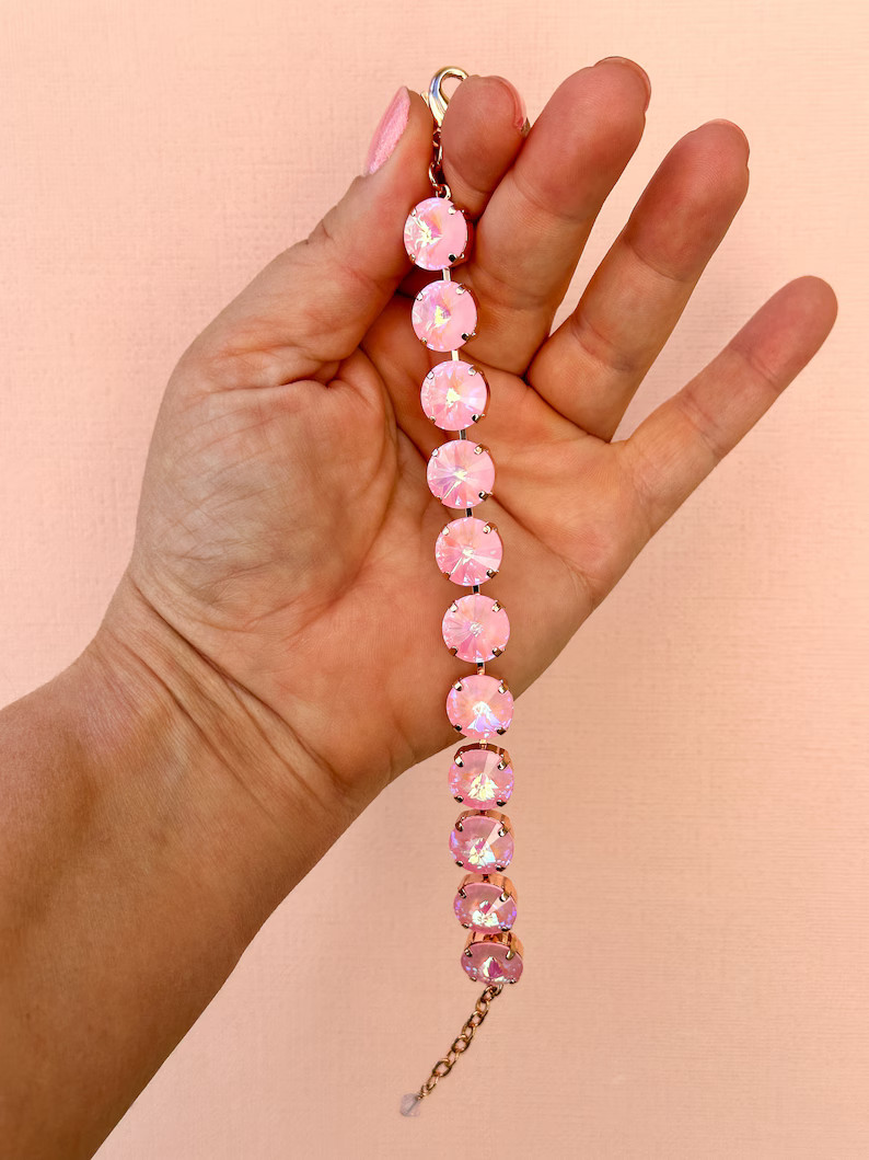 Pale Powder Pink Delite 12mm Rivoli Bracelet - Etsy | Etsy (US)
