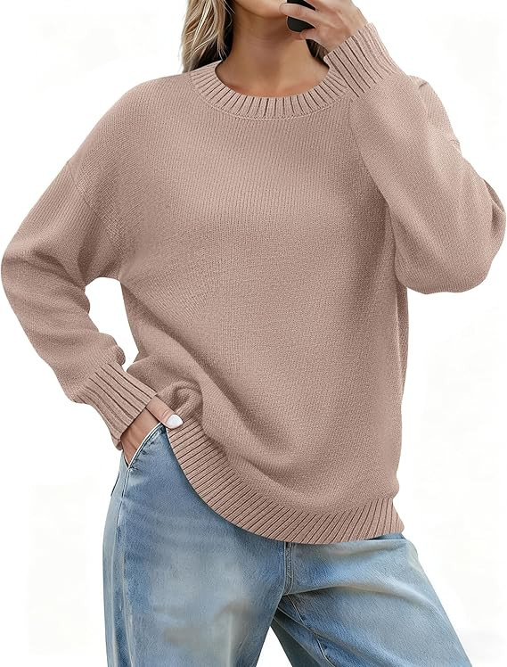 Zeagoo Fall Sweaters for Women 2026 Long Sleeve Crewneck Ribbed Knit Pullover Sweater Loose Fit B... | Amazon (US)