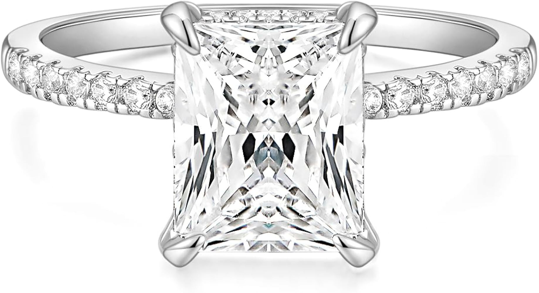 TIGRADE 4CT Engagement Ring for Women Radiant Cut Cubic Zirconia Wedding Band CZ Promise Annivers... | Amazon (US)