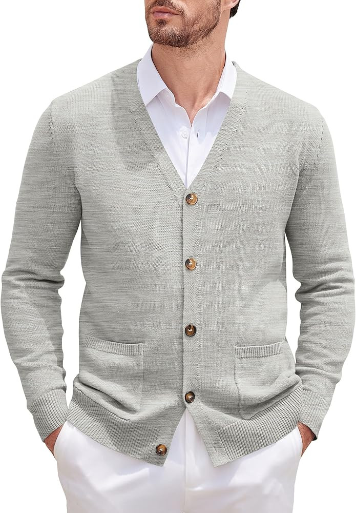 COOFANDY Men's Cardigan Sweater Long Sleeve Casual V Neck Button Down Knitted Sweater with Pocket... | Amazon (US)