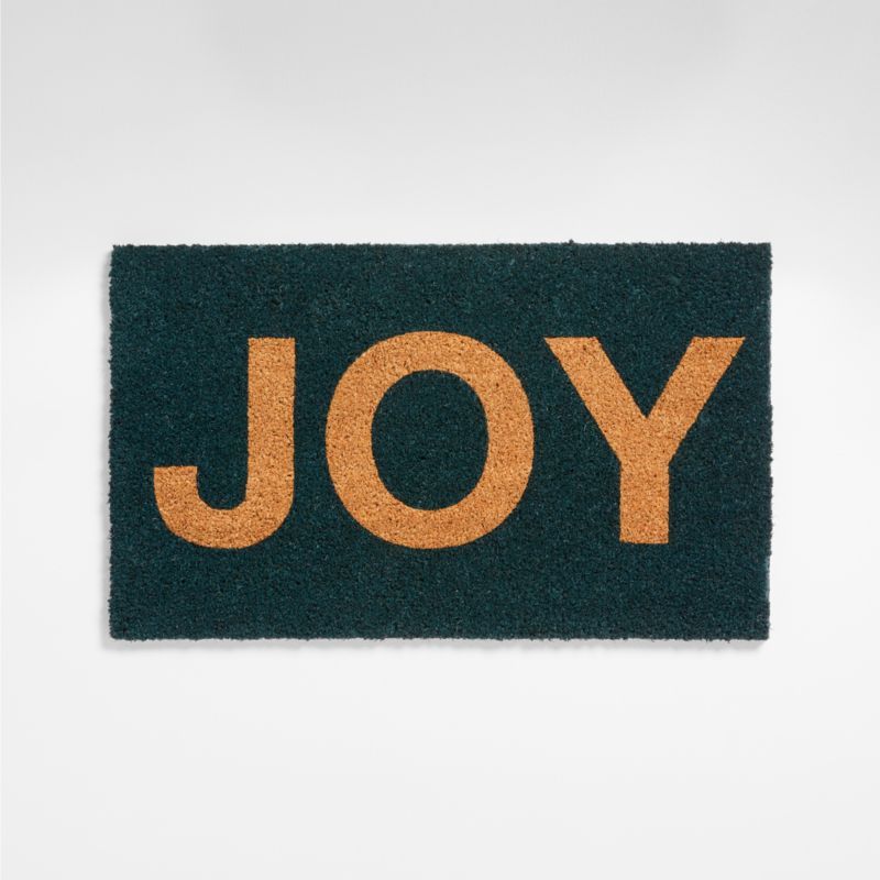 Joy Green Christmas Doormat 18"x30" | Crate & Barrel | Crate & Barrel