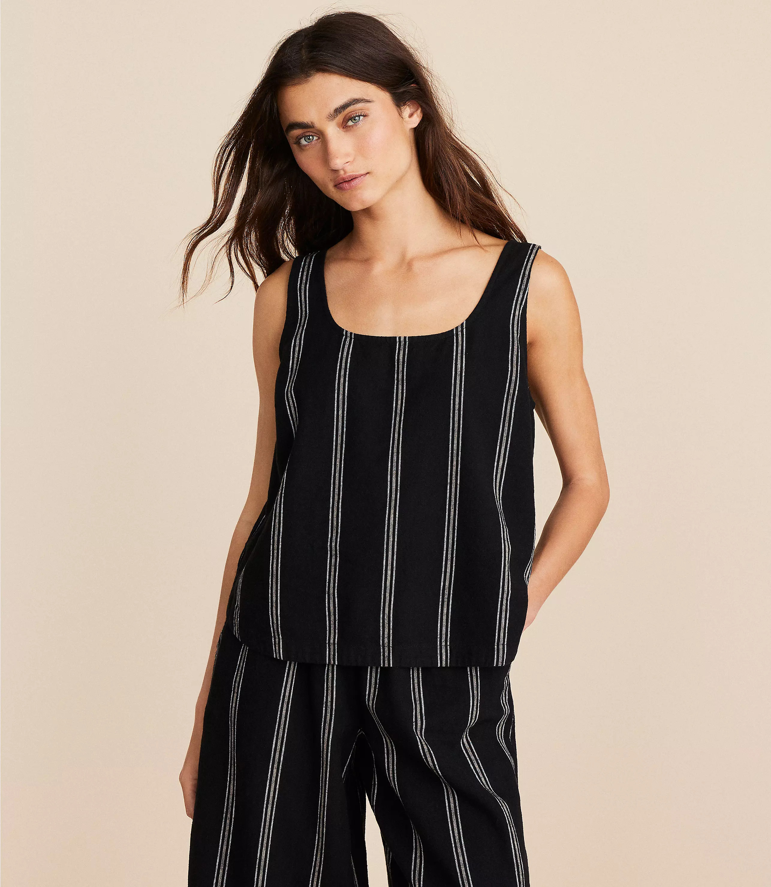 Lou & Grey Striped Linen Cotton Tie Back Tank Top | LOFT