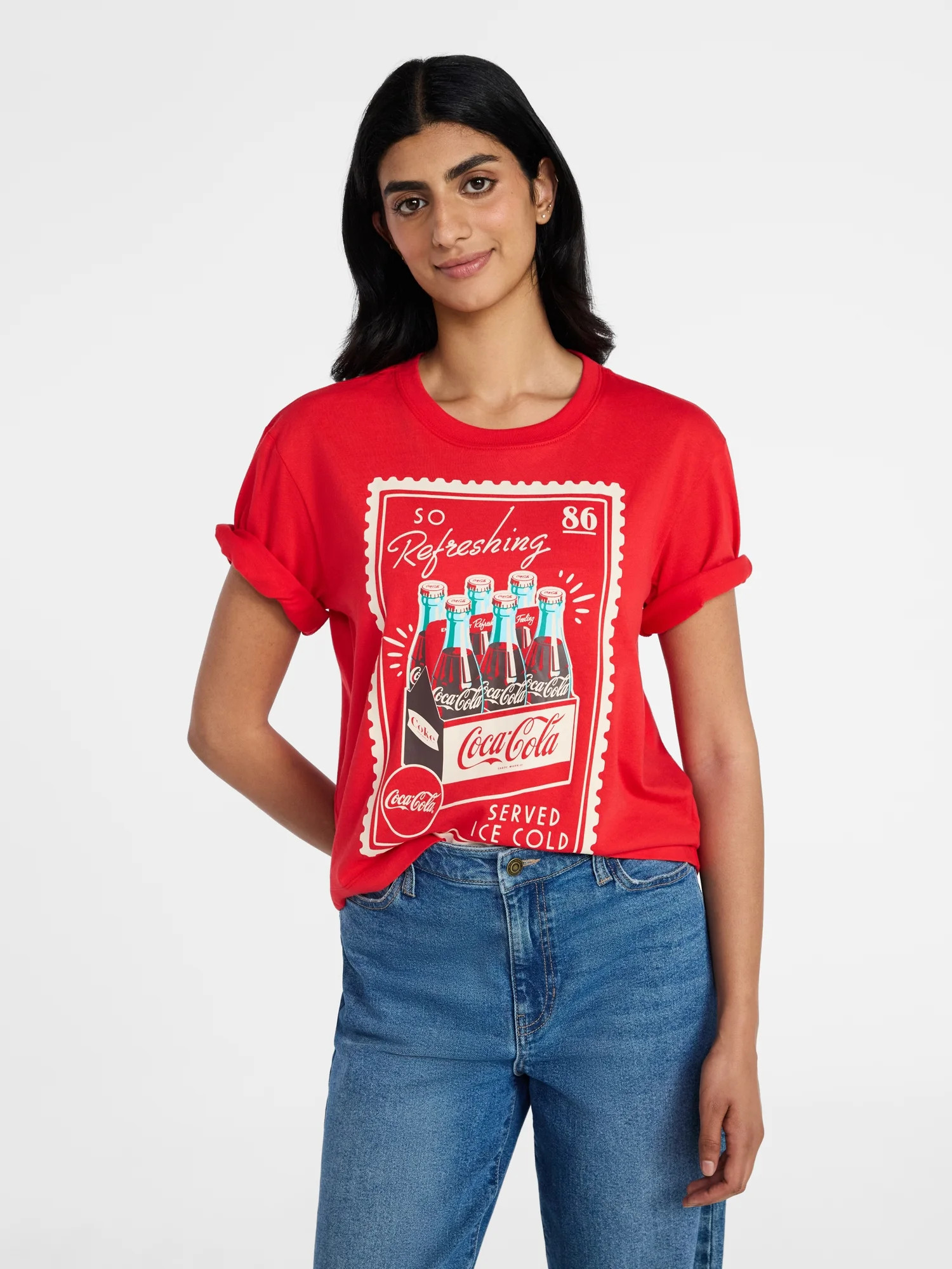 Coca-Cola Women's Boxy Graphic Skimmer Tee, Sizes XXS-XXL | Walmart (US)
