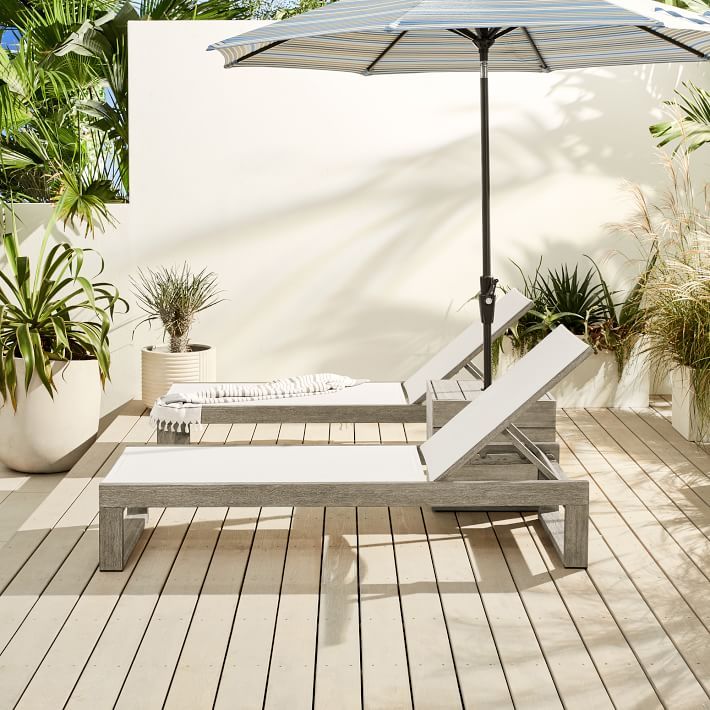 Portside Outdoor Textilene Chaise Lounger | West Elm (US)