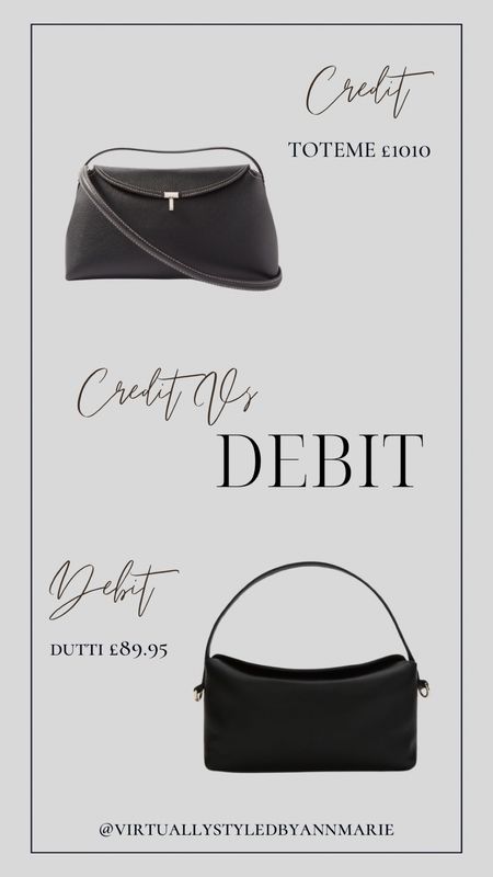 Credit Vs Debit 

Toteme Bag, simple black bag 