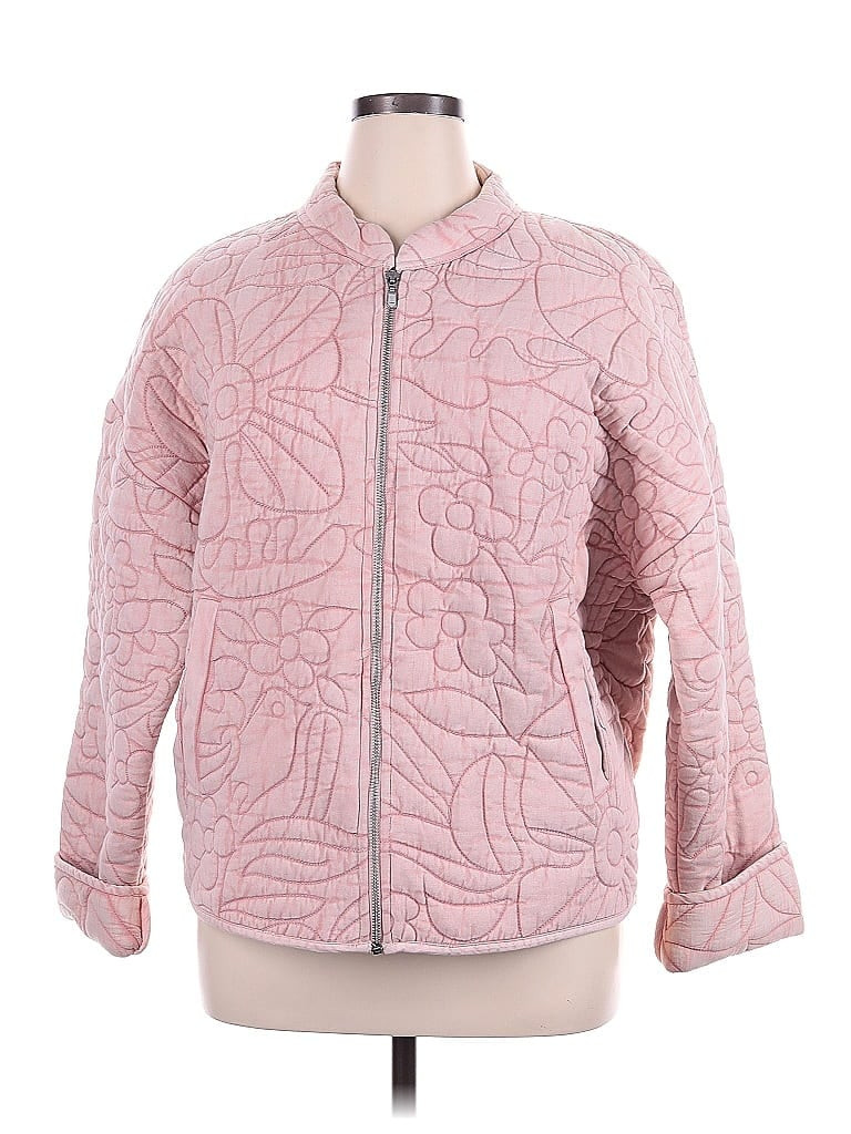 By Anthropologie Jacket: Pink Floral Motif Jackets & Outerwear - Size X-Large | ThredUp