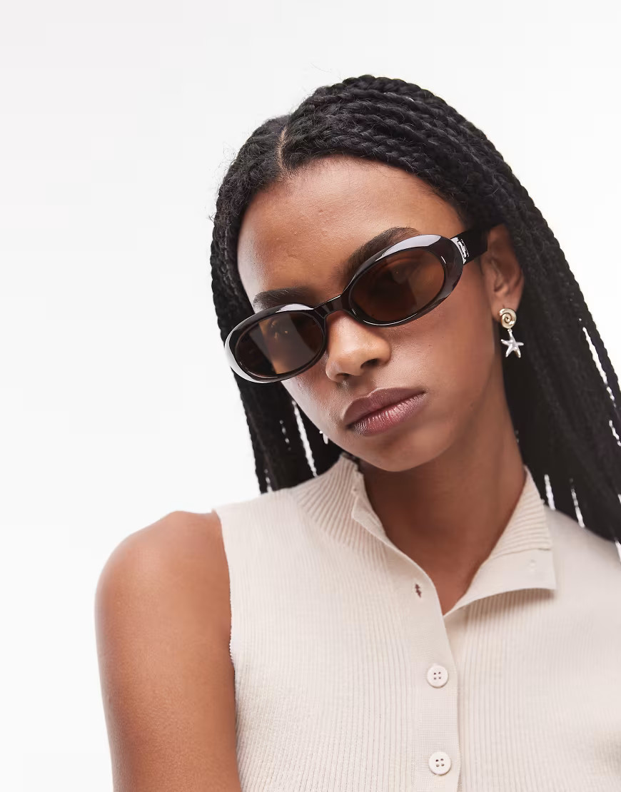 Le Specs work it polarised oval sunglasses in chocolate brown | ASOS (Global)