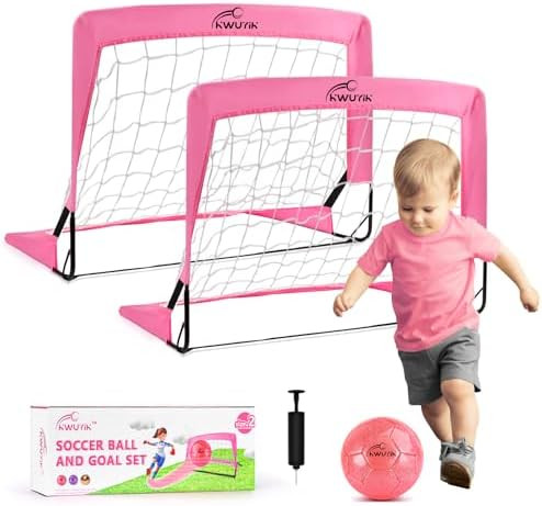 4Pcs Soccer Goals Set 2Pcs Soccer Nets 2x1.5ft 1Pcs Ball 1Pcs Pump Indoor Soccer Nets for Kids wi... | Amazon (US)