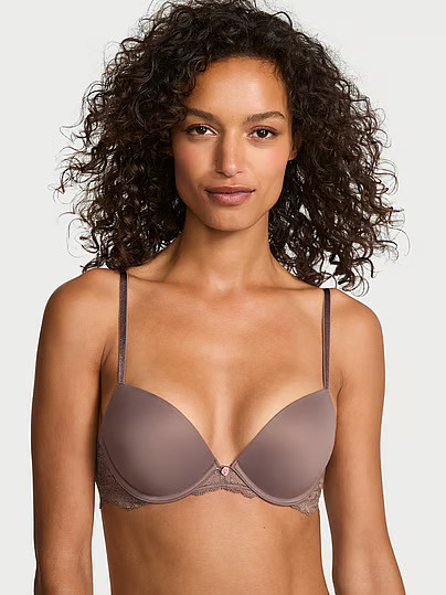 Dream Angels Smooth & Lace Push-Up Bra, Grey, 38C - Women's Bras - Victoria's Secret | Victoria's Secret (US / CA )