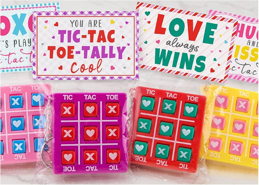 ORIENTAL CHERRY Valentines Day Gifts for Kids - 24 Pack Valentines Cards with Tic Tac Toe Keychai... | Amazon (US)