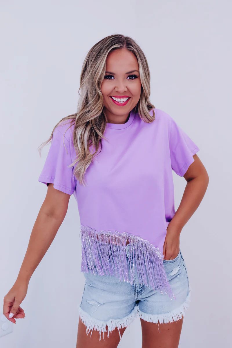 On The Border Fringe Crop Top - Purple! | Whiskey Darling Boutique