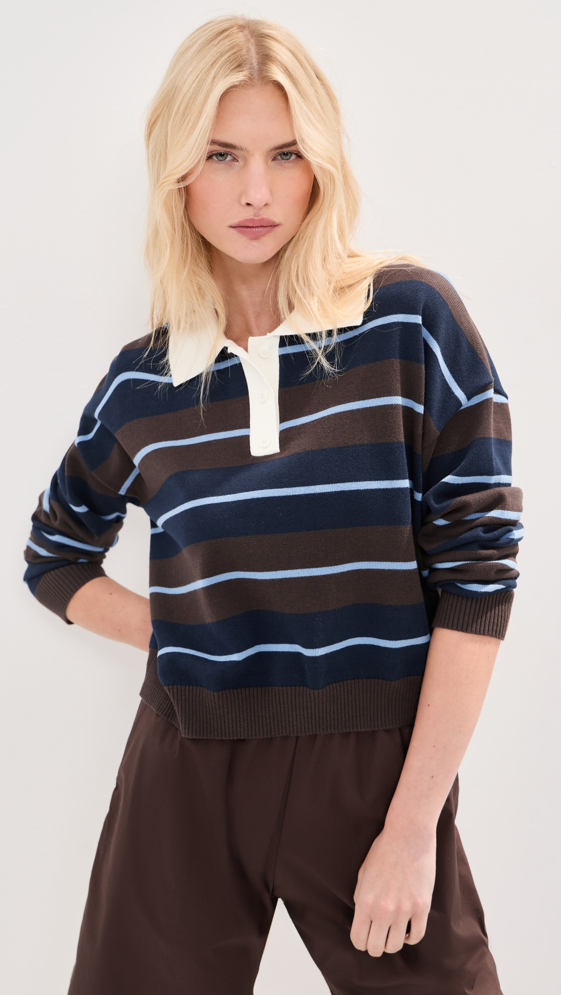 LE BOP Zadie Polo Shirt Midnight Stripe M | Shopbop