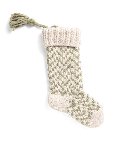 Chevron Knit Stocking Decor | TJ Maxx