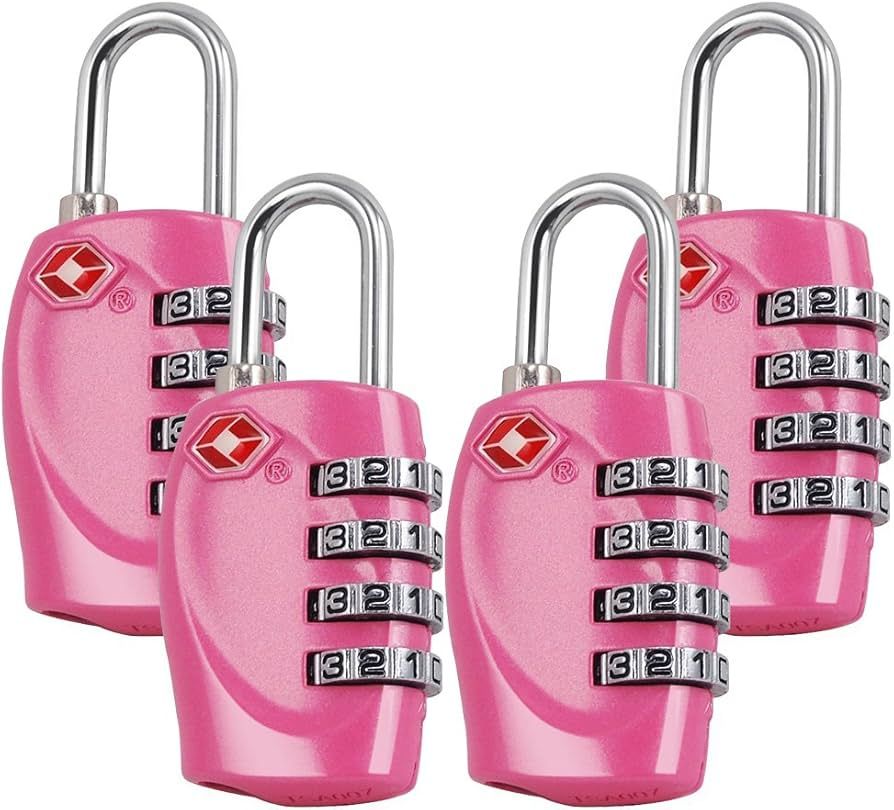 4 Dial Digit TSA Approved Travel Luggage Locks Combination for Suitcases (Pink-4Pack) | Amazon (US)