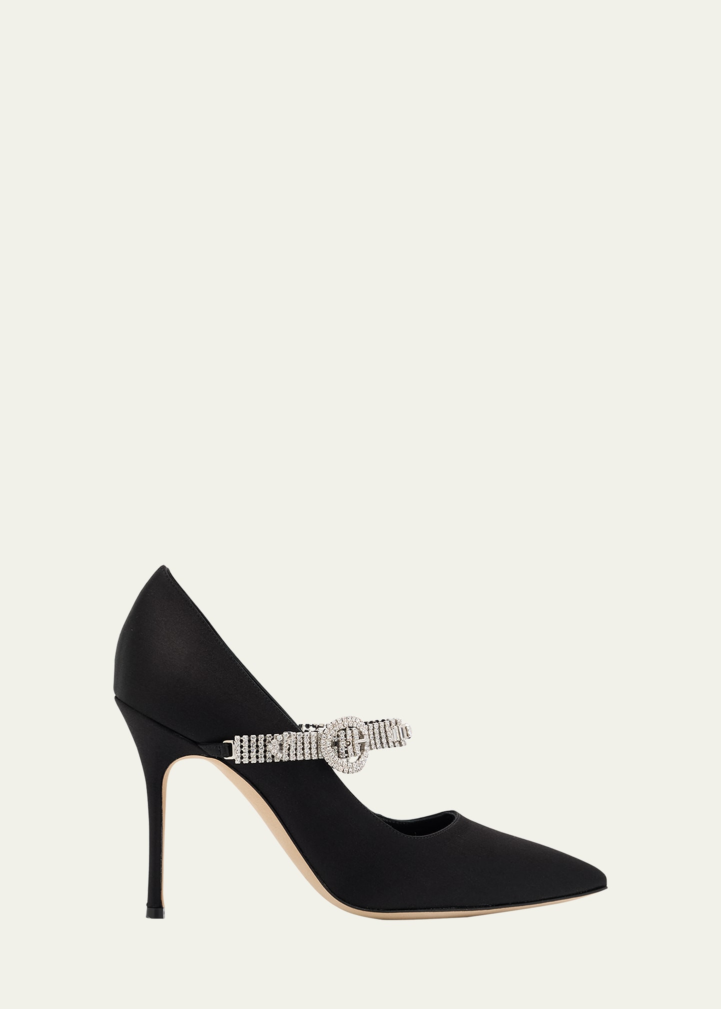 Manolo Blahnik Hamedi Silk Crsytal-Buckle Pumps | Bergdorf Goodman