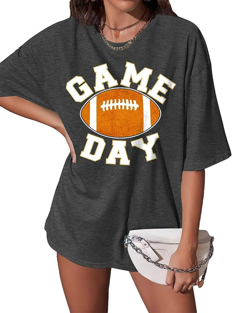 PECHAR Game Day Shirts Women Oversize Football Mom Shirt Vintage Gameday Outfits Football Graphic... | Amazon (US)