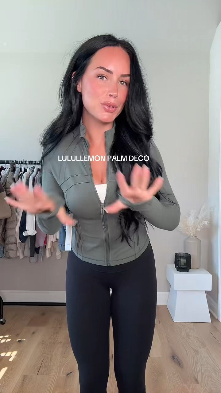 Lululemon Palm Deco ✨ such a cute color going into fall! 

I will have my full outfit on my LTK in the lululemon section 🫶🏻

My sizing 5’7, 145lbs, 32dd
I’m wearing a size small tank, size 6 jacket, size 4 leggings 

#LTKActive #LTKFindsUnder100 #LTKStyleTip
