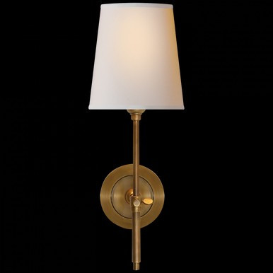 Bryant Wall Sconce, 1-Light, Hand-Rubbed Antique Brass, Natural Paper Shade, 14.25"H (TOB 2002HAB... | Lighting Reimagined
