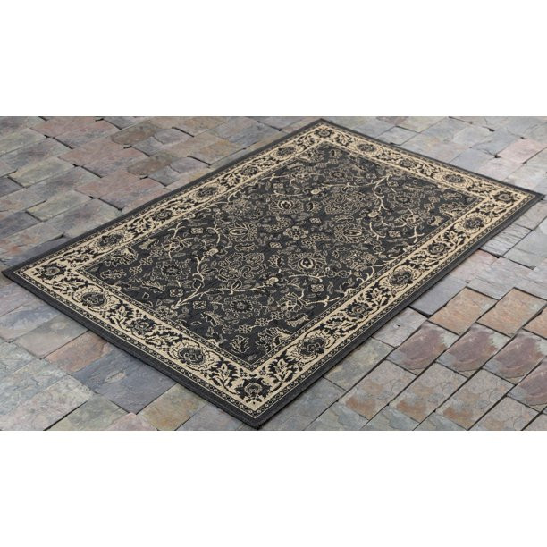 6’7"x9'7" Traditional Persian Oriantal, Charcoal Indoor & Outdoor Rug - 0946 - Walmart.com | Walmart (US)
