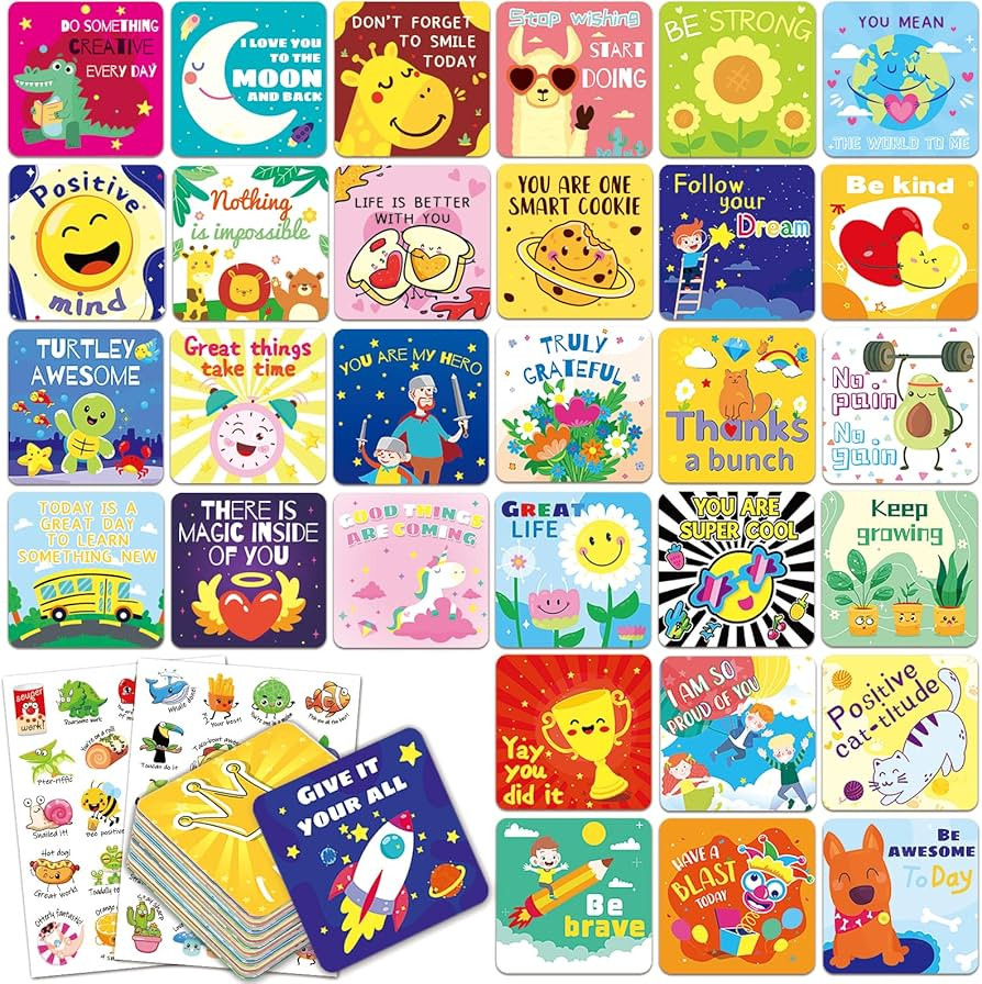 zheyistep 160 Motivational Lunch Notes for Kids, Cute Inspirational Cards Lunch Box Notes for Boy... | Amazon (US)