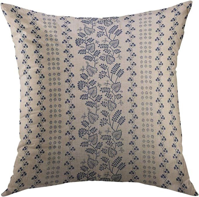 Mugod Pillow Cases Flower Indigo Block Printed Ethnic Floral Russian Folk Leaves Vines Stripes of... | Amazon (US)