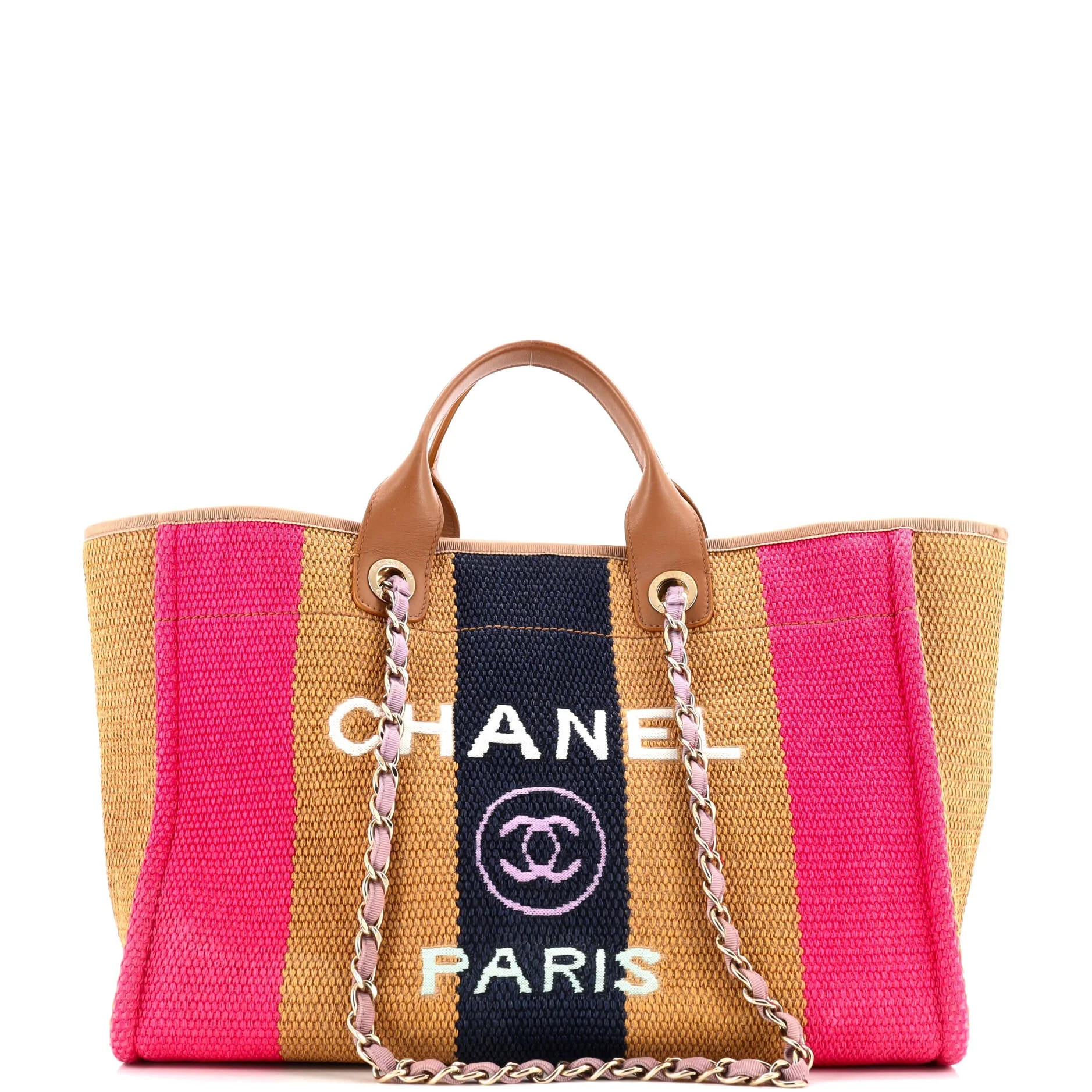 Pre-Owned CHANEL Deauville Tote Striped Viscose Canvas Medium By Rebag | Walmart (US)