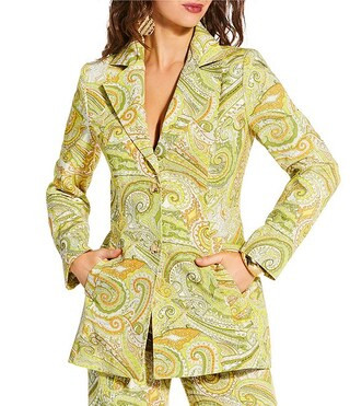 x Amanda Jones Vaughan Billie Coordinating Paisley Twill Long Sleeve 2-Button Blazer | Dillard's