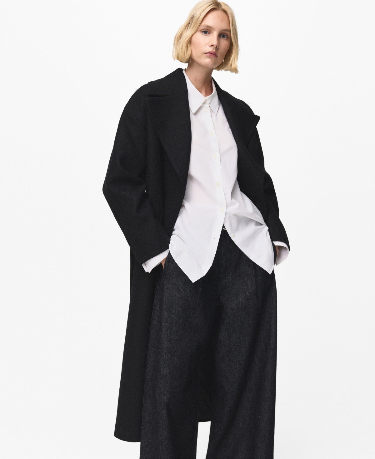 Mango Women's Belted Manteco Wool Coat - Black | Macy's