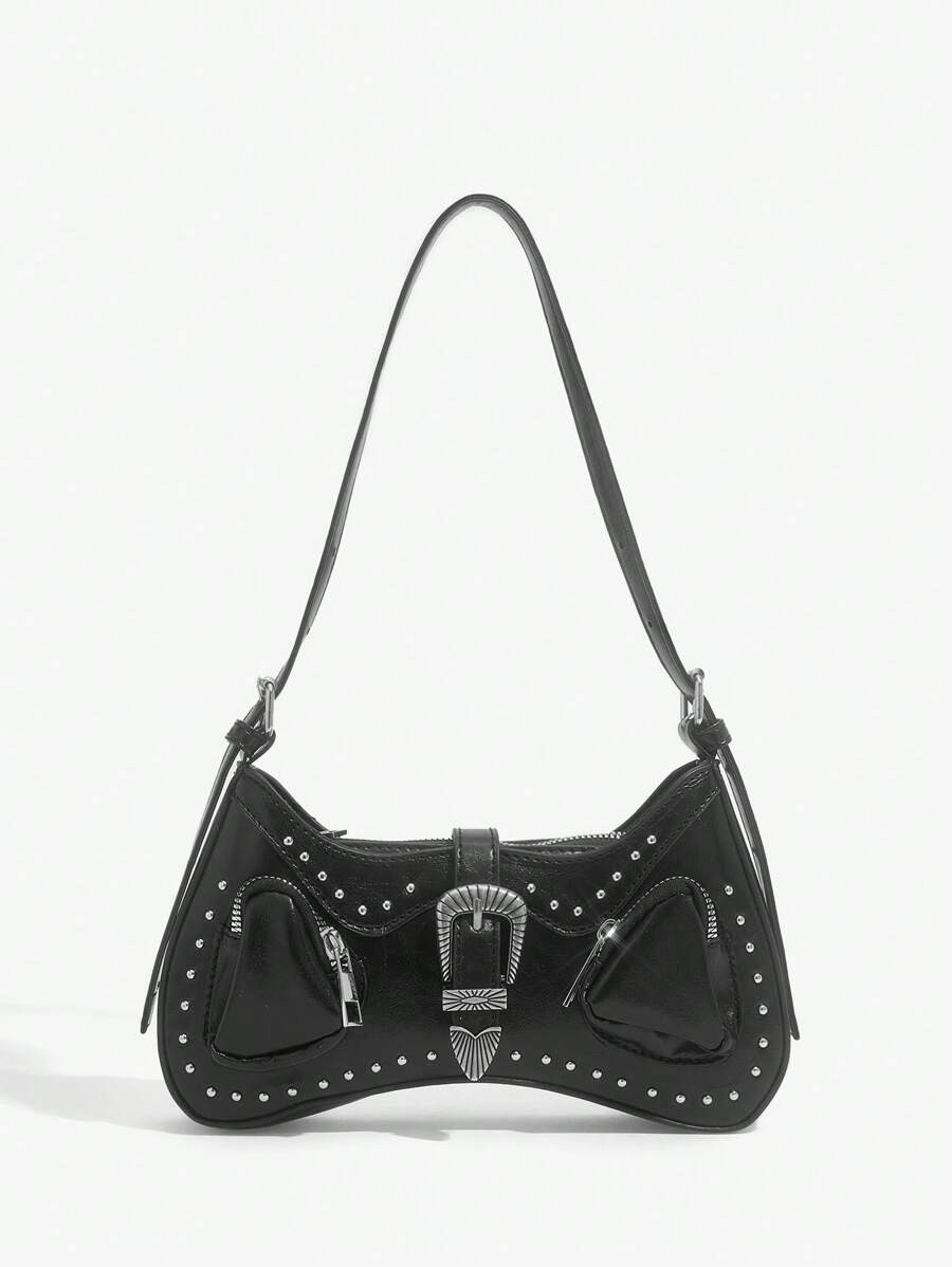 SHEIN ICON Fashionable Ladies Shoulder Bag With Crystal Decoration | SHEIN