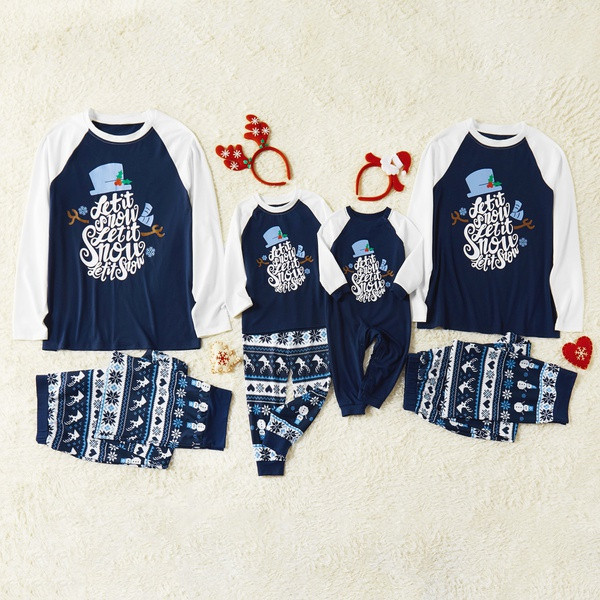 Christmas ' Let it snow ' Snowflake Family Matching Pajamas Sets (Flame Resistant) | PatPat