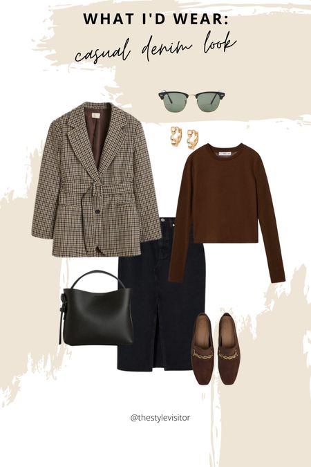 Casual fall denim skirt look. A look with classic fall colors and a jacket with waist belt to accentuate the waist. Paired it with matching suede loafers. Read the size reviews/size guides to pick the right size.

Leave a 🤎 if you want to see more casual denim looks

#casuallook #casual #casualoutfit #check #blazer #jacket #falllook #falloutfit 

#LTKeurope #LTKSeasonal #LTKstyletip