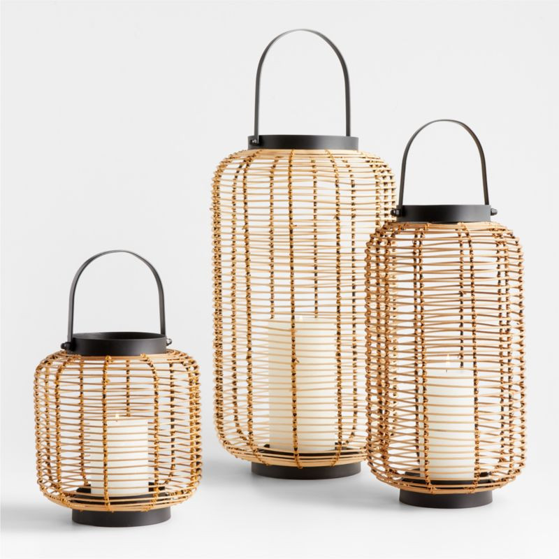 Brigton Rattan Outdoor Lanterns | Crate & Barrel | Crate & Barrel