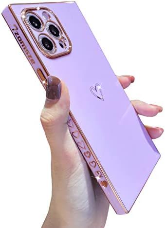Tzomsze Compatible with iPhone 13 Pro Max Case for Women, Luxury Gold Heart Pattern with Camera Lens | Amazon (US)