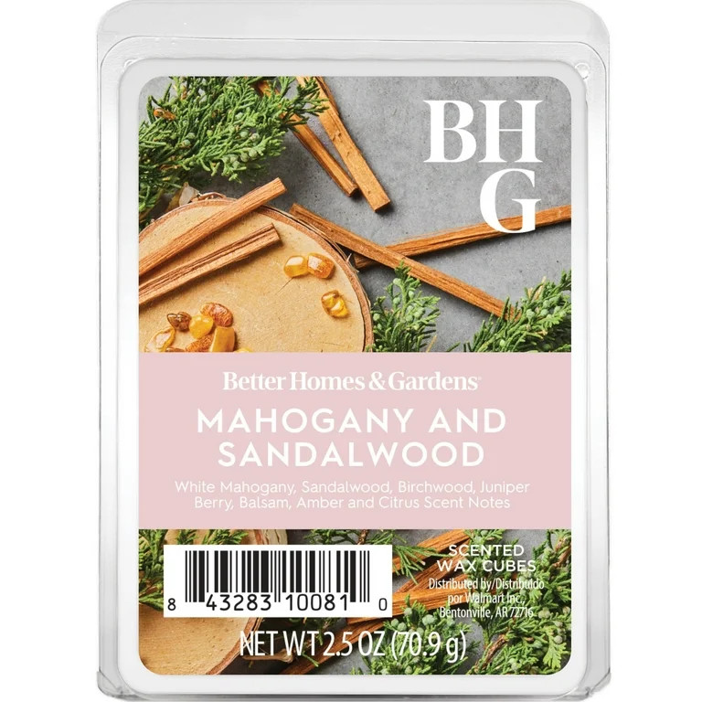 Mahogany and Sandalwood Premium Scented Wax Melts, Better Homes & Gardens, 2.5 oz (1-Pack) | Walmart (US)